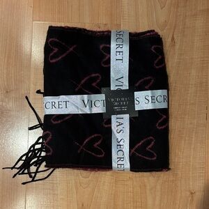 Victoria's Secret Black and Red Heart Scarf